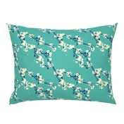 Cherry Blossoms in Aqua // Modern Japanese floral pattern by Zoe Charlotte