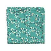 Cherry Blossoms in Aqua // Modern Japanese floral pattern by Zoe Charlotte