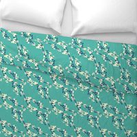 Cherry Blossoms in Aqua // Modern Japanese floral pattern by Zoe Charlotte