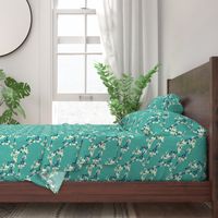 Cherry Blossoms in Aqua // Modern Japanese floral pattern by Zoe Charlotte