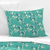 Cherry Blossoms in Aqua // Modern Japanese floral pattern by Zoe Charlotte