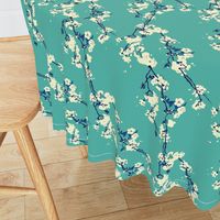 Cherry Blossoms in Aqua // Modern Japanese floral pattern by Zoe Charlotte