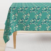 Cherry Blossoms in Aqua // Modern Japanese floral pattern by Zoe Charlotte