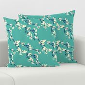 Cherry Blossoms in Aqua // Modern Japanese floral pattern by Zoe Charlotte