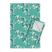 Cherry Blossoms in Aqua // Modern Japanese floral pattern by Zoe Charlotte