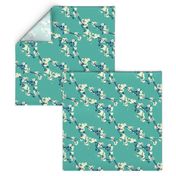 Cherry Blossoms in Aqua // Modern Japanese floral pattern by Zoe Charlotte