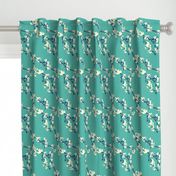 Cherry Blossoms in Aqua // Modern Japanese floral pattern by Zoe Charlotte