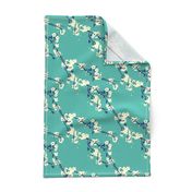 Cherry Blossoms in Aqua // Modern Japanese floral pattern by Zoe Charlotte