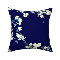 Cherry Blossoms in Navy // Modern Japanese floral pattern by Zoe Charlotte