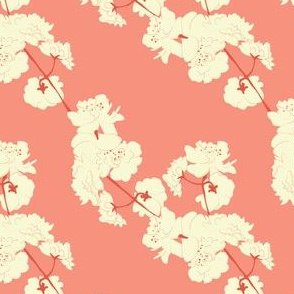 Blossom Garlands in Coral // Modern Japanese floral pattern by Zoe Charlotte