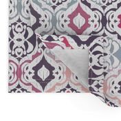 Winter Ikat Damask - plum and charcoal