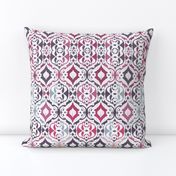 Winter Ikat Damask - plum and charcoal