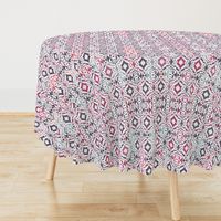 Winter Ikat Damask - plum and charcoal