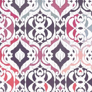 Winter Ikat Damask - plum and charcoal