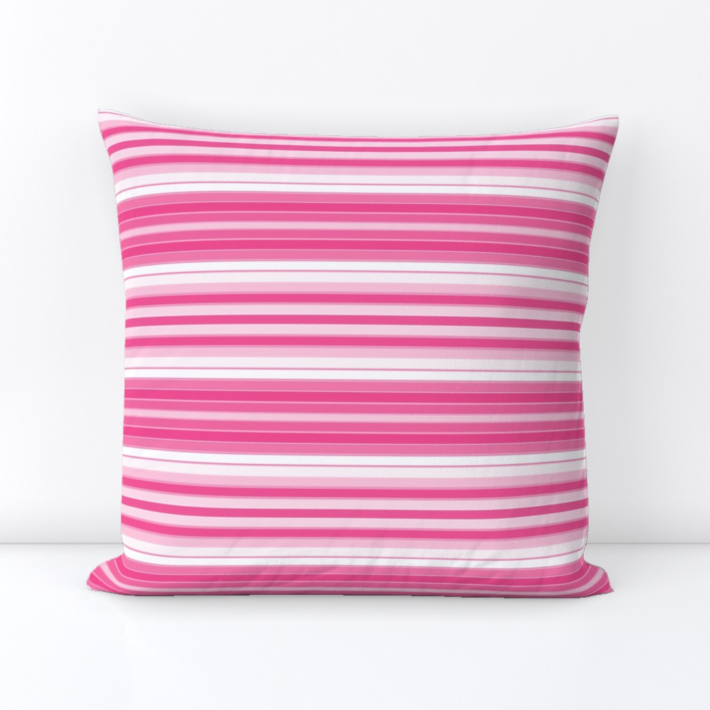 Pink and White Horizontal Stripe