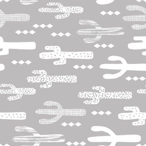 cactus greyscale grey and white grid tropical kids design