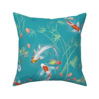 japanese water garden with koi - teal