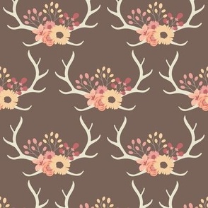 Floral Antlers-Brown