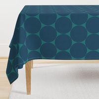 concentric circles - navy on teal