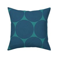 concentric circles - navy on teal