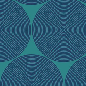 concentric circles - navy on teal