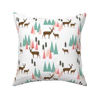 deer mountains // crib sheet baby cute pink and mint girls baby geo deer