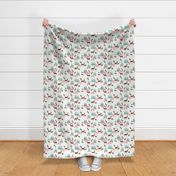 deer mountains // crib sheet baby cute pink and mint girls baby geo deer