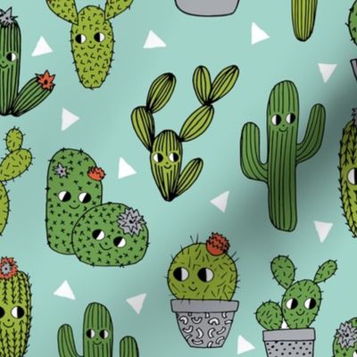 happy cactus // mint cactus cute cacti  cactuses kids cute summer