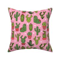 happy cactus // pink cute cactus kids summer plants funny characters