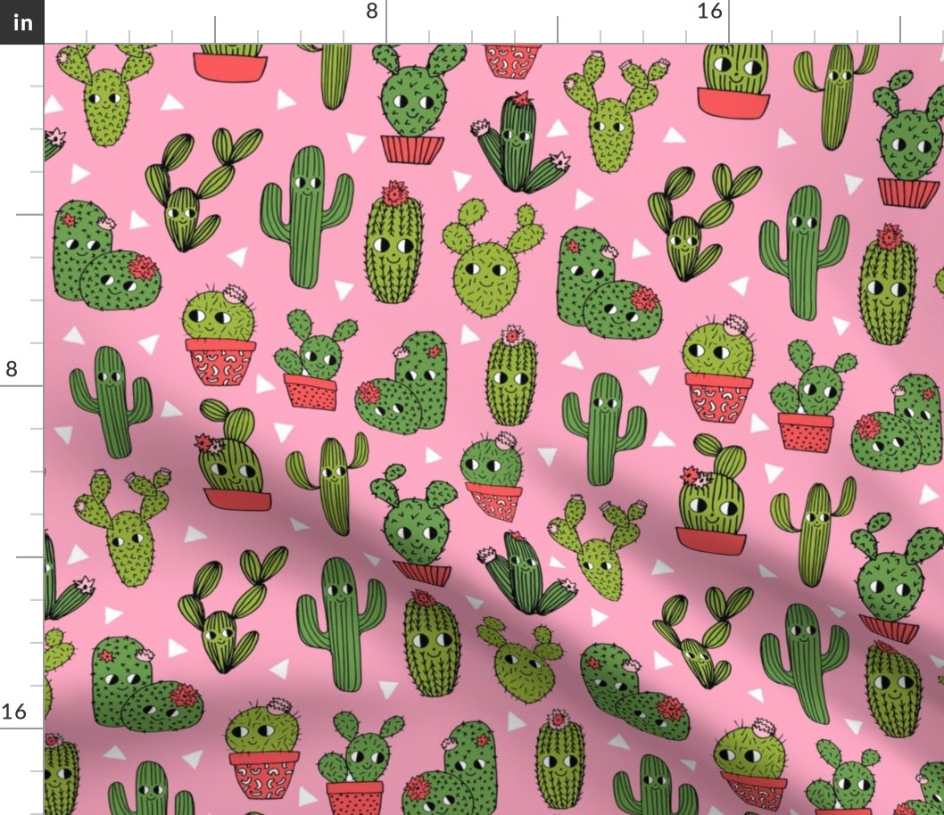 happy cactus // pink cute cactus kids summer plants funny characters