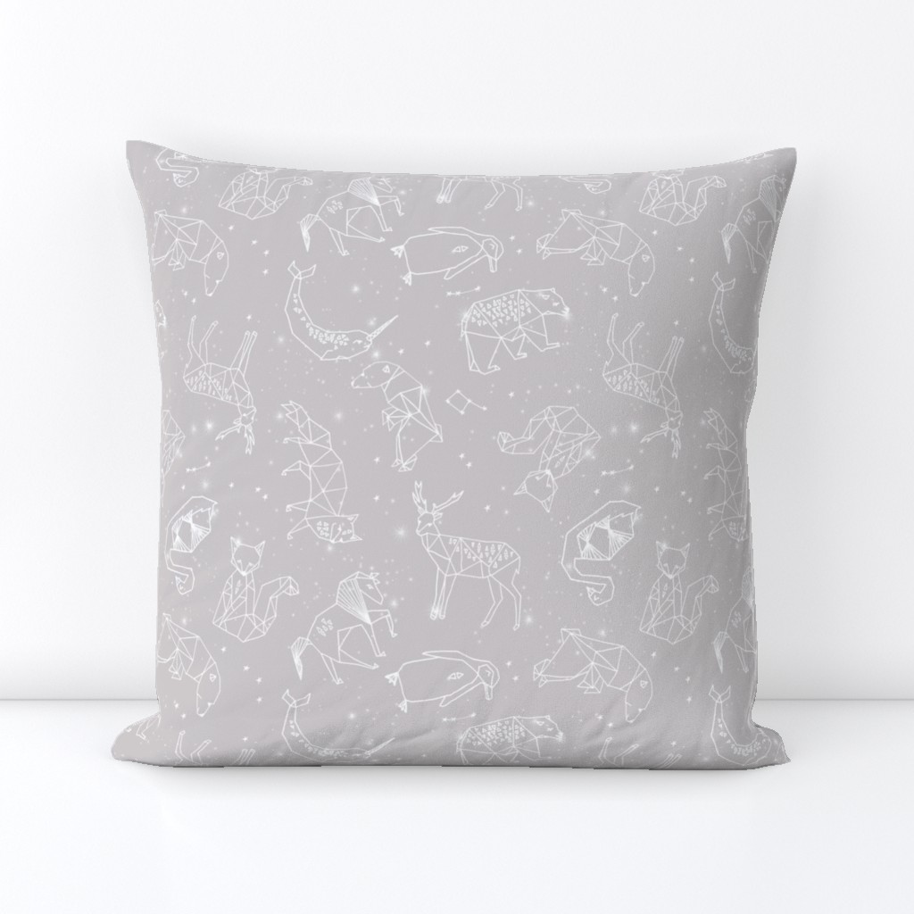 Constellations // geometric animal star nursery light grey