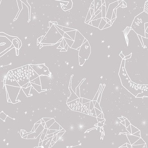 Constellations // geometric animal star nursery light grey