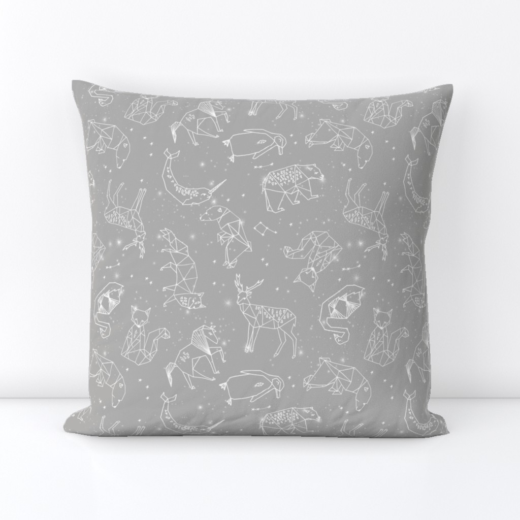 Constellations // geometric animal star nursery light grey