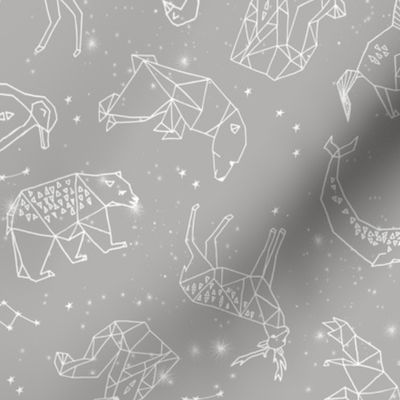 Constellations // geometric animal star nursery light grey