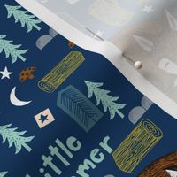 little dreamer // sleeping fox navy blue cute kids camping forest woodland bear cute design