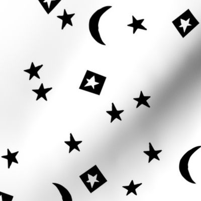 night sky // stars and moon black and white kids nursery baby sweet little cut outs baby nursery sleeping dreaming
