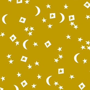 night sky // mustard stars and moon 