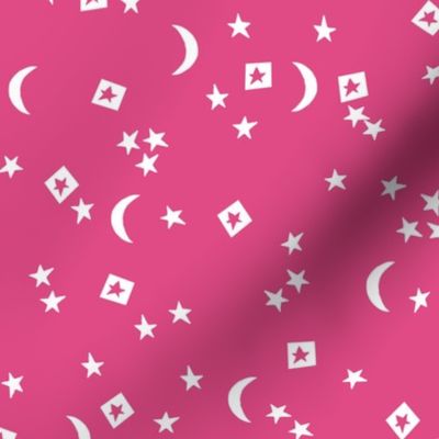 night sky // stars and moon pink girls cut out stars cute little baby nursery