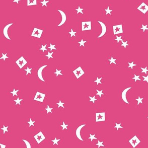 night sky // stars and moon pink girls cut out stars cute little baby nursery