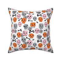 skulls // pink orange halloween spider bones spider webs 