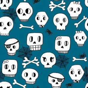 skulls // halloween bones spider spiderweb kids blue boys spiders spooky october autumn halloween