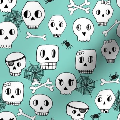 skulls // halloween mint bones spider spiderweb october kids mint skulls 