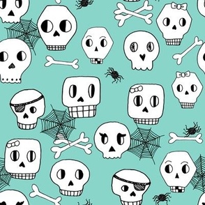 skulls // halloween mint bones spider spiderweb october kids mint skulls 