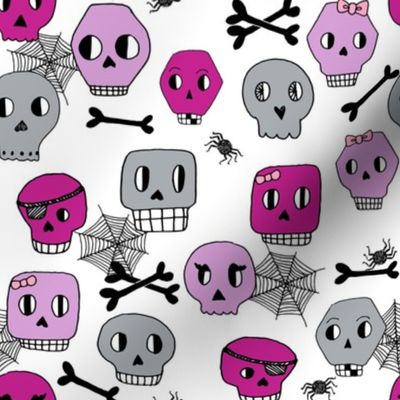 skulls // halloween skull spider spiderweb grey and purple kids girls october fall 