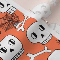 skulls // halloween orange kids bones bone spider spiderwebs kids orange spooky scary 