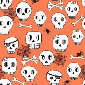 skulls // halloween orange kids bones bone spider spiderwebs kids orange spooky scary 