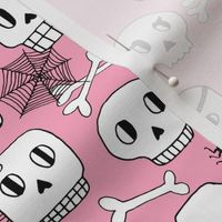 halloween skulls // pink halloween spooky scary kids bones spiders spider web