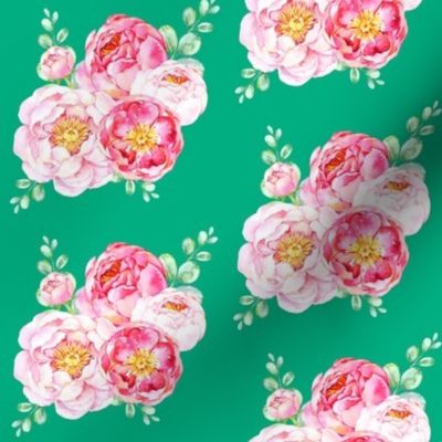 Peonies in Bloom - Green 