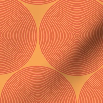 concentric circles - vermilion on orange