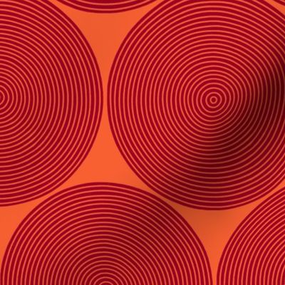 concentric circles - ruby on orange